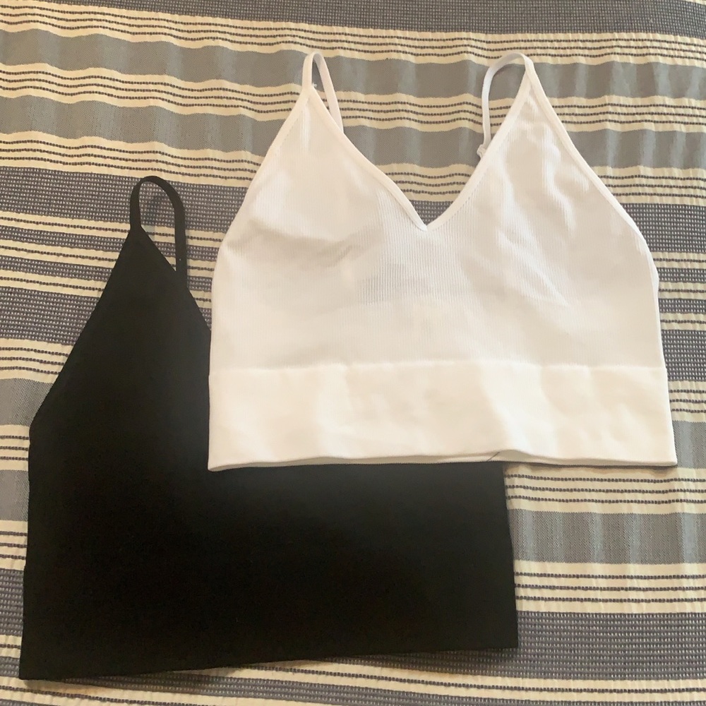 White and Black Cropped Tanks